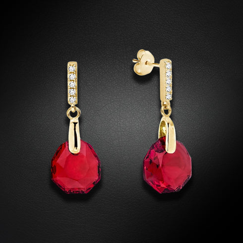Sudraba auskari "Calathea (Scarlet)" ar Swarovski™ kristāliem